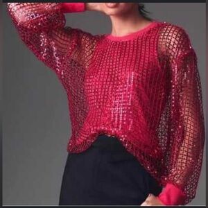 Pilcro pink sequin Mesh Top
